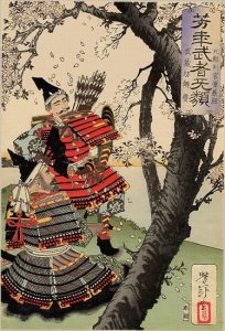 Saito Musashibo Benkei -- Minamoto no Yoshitsune und Benkei, Darstellung von Yoshitoshi